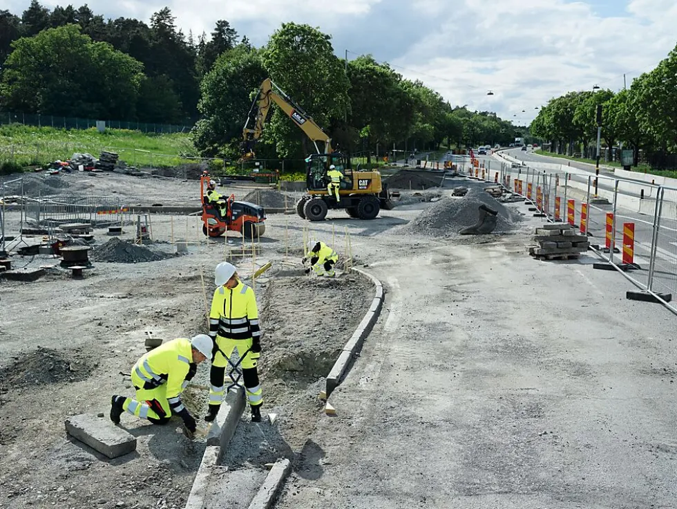 Arbeidsbukse high-vis gul/sort str 58