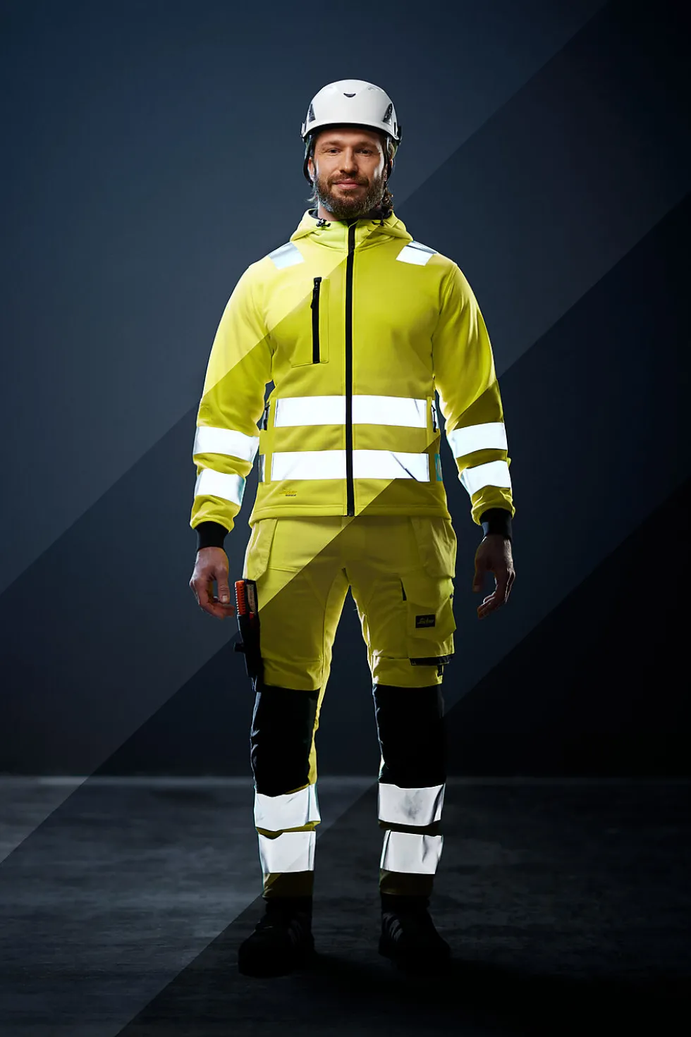Arbeidsbukse high-vis gul/sort str 58