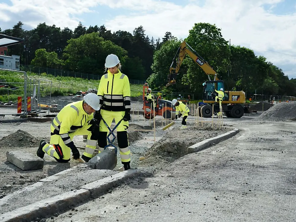Arbeidsbukse high-vis gul/sort str 58