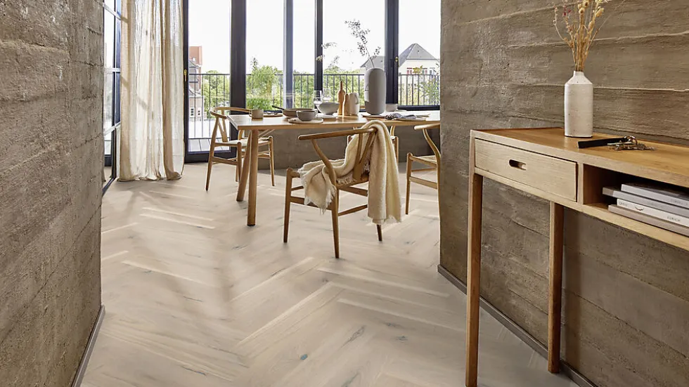 Boen Parkett Fiskeben Eik Pale White