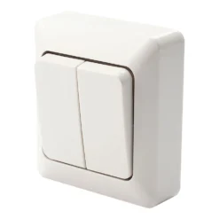 Bryter dobbel 16A 84x74 mm hvit