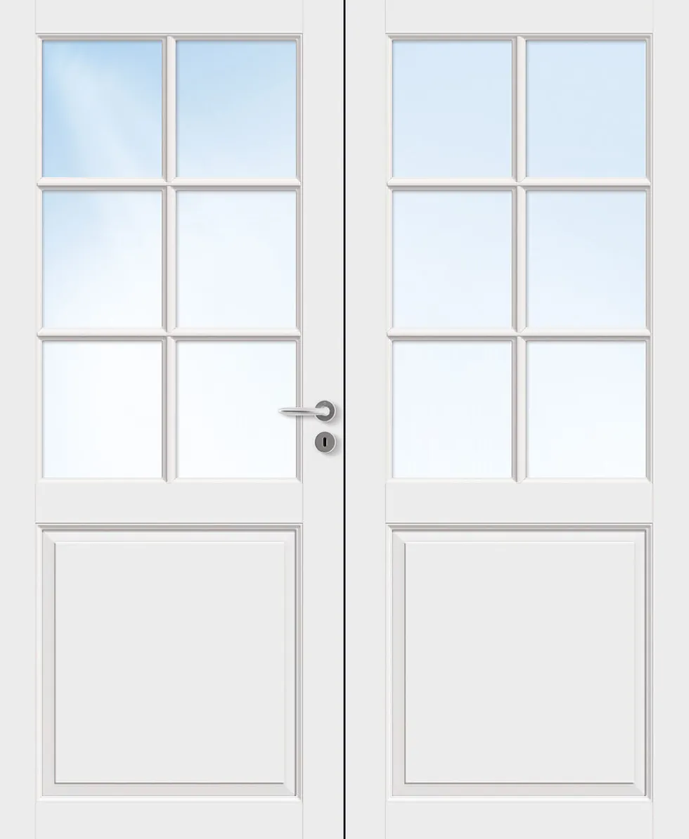 Dobbel innerdør Jonas halvglass hvit 153x210 cm