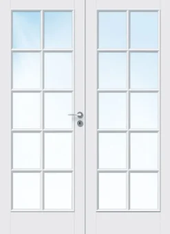 Dobbel innerdør Kari helglass hvit 153x210 cm