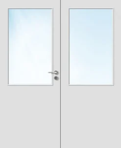 Dobbel innerdør Sletten Kompakt halvglass hvit 153x210 cm