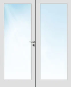 Dobbel innerdør Sletten Kompakt helglass hvit 153x210 cm