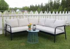 Hjørnesofa med Puter – Sort/Natur