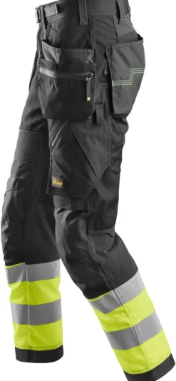 Håndverksbukse 6931 FlexiWork+ kl.1 Sort/HiVis gul str 92