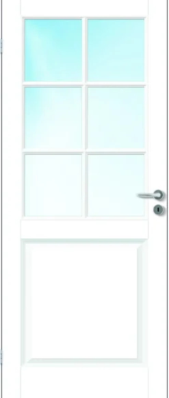 Innerdør Kari Kompakt halvglass klassisk hvit 80x200 cm