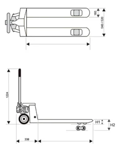 Jekketralle 800 industri dbl doble polyuretan 2500kg