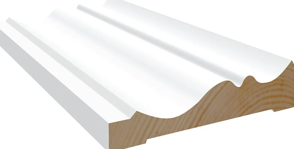 Karmlist furu antikk 501 hvit bomull S0502-Y 21x95x4400 mm