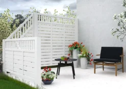 Levegg Helis 180x90 hvitmalt. 33x57 mm 12 mm panel