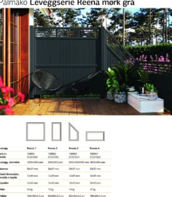 Levegg Reena4 180x90 cm gråmalt