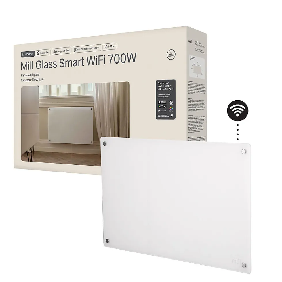 Mill panelovn glass WiFi Gen 4 700W hvit