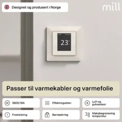 Mill termostat gulv WiFi polarhvit