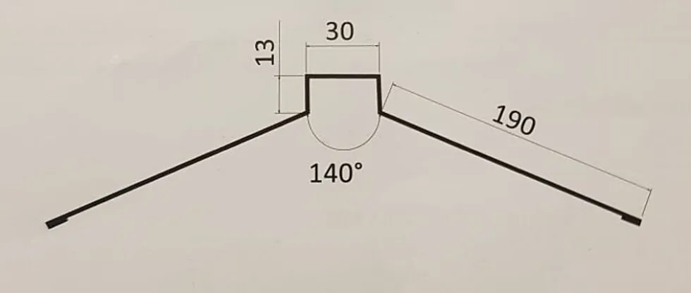 Mønebeslag 190x190x2000 mm sort