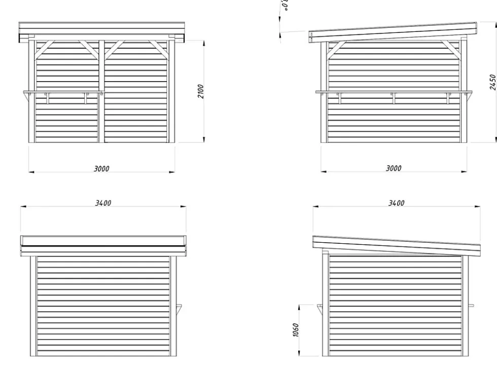 Paviljong Limtrekonstruksjon 28 mm veggbord 303 8,3 m2