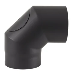 Røykrør ø150 90gr 3-delt m/l bp sort metallic lakk 2mm med luke