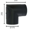 Røykrør ø175 90gr kne med luke mbe matt sort emalje 2,3mm