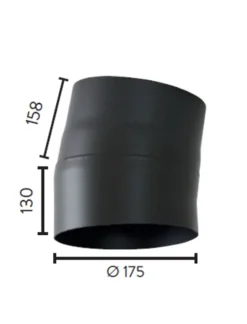 Røykrør ø175 10gr kne uten luke mbe matt sort emalje 2,3mm
