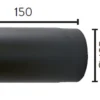 Røykrør ø125 l150 rett bp sort metallic lakk 2,0mm