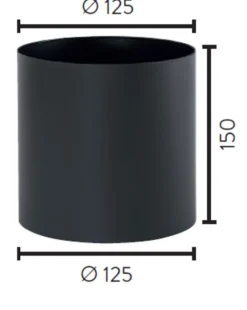 Røykrør ø125-ø125 skjøtemuffe mbe matt sort emalje, 1,1mm