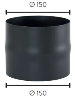 Røykrør ø150-ø150 skjøtestykke bp sort metallic silkematt lakk 2,0mm