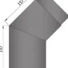 Røykrør vinkel ø150mm 45° kort sort