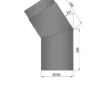 Røykrør vinkel ø150mm 33° kort sort