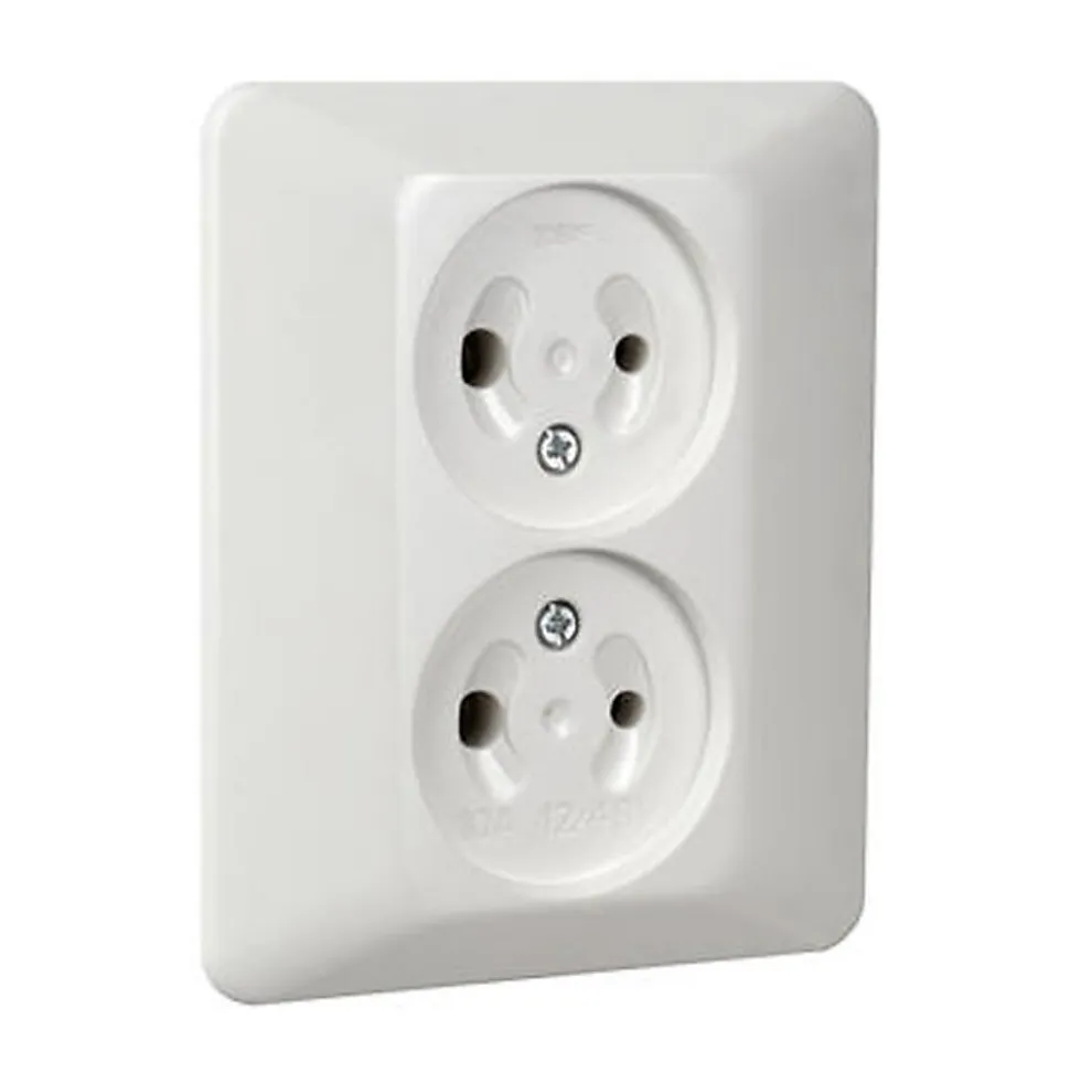 Stikkontakt dobbel 12 volt innfell