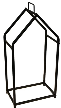 Vedstativ svart med håndtak 40,5x25x79 cm