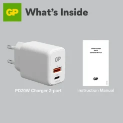 Vegglader PD 20W USB-A + USB-C