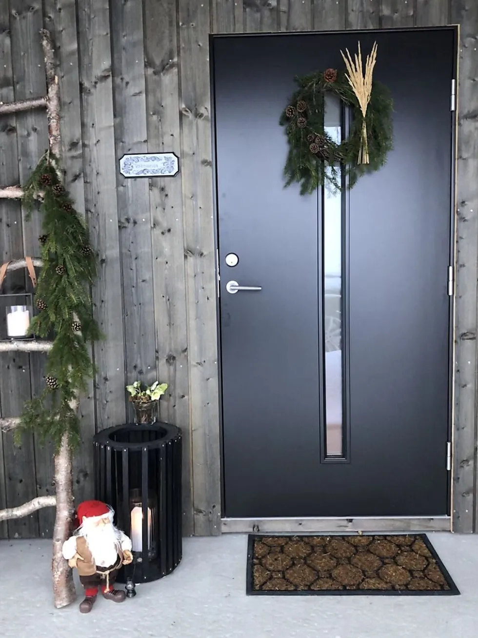 Ytterdør Hovdeby kompakt 100x210 cm frostet glass svart høyre